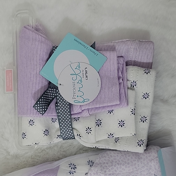 Carter's Precious First Moments Lavender Purple BodySuits and Pants Newborn - Picture 4 of 7